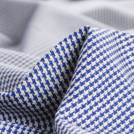 Kostýmová bavlněná látka vzor pepito modrá/bílá