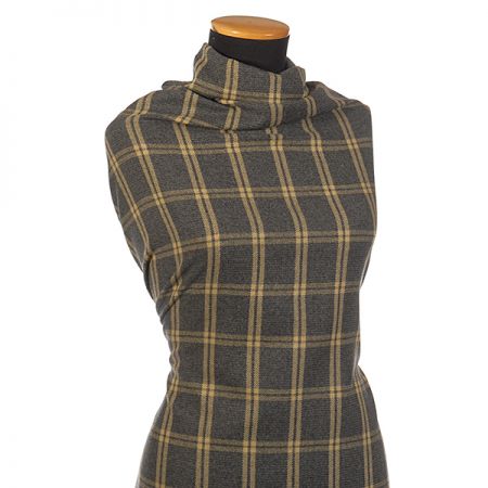 Vlna směs kostýmová látky velké kostky šedá/zelená