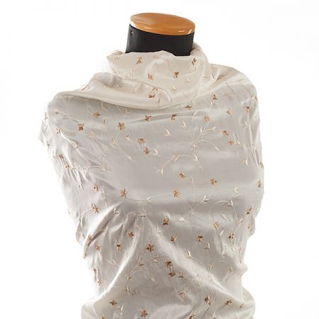 Vyšívaný taft drobný květinový vzor béžová/smetanová