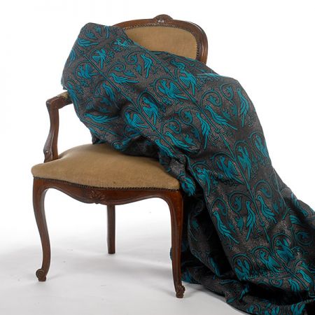 Replika historické tkaniny Arras tyrkysová/šedostříbrná