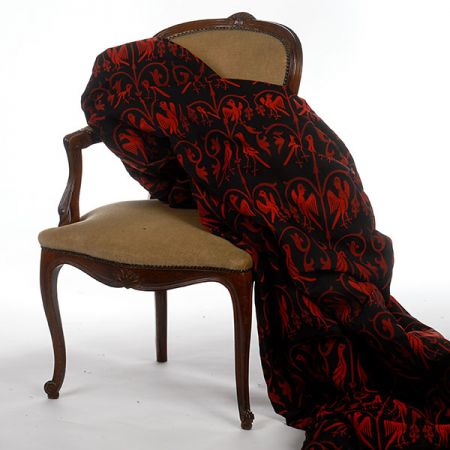 Replika historické tkaniny Arras červená/černá