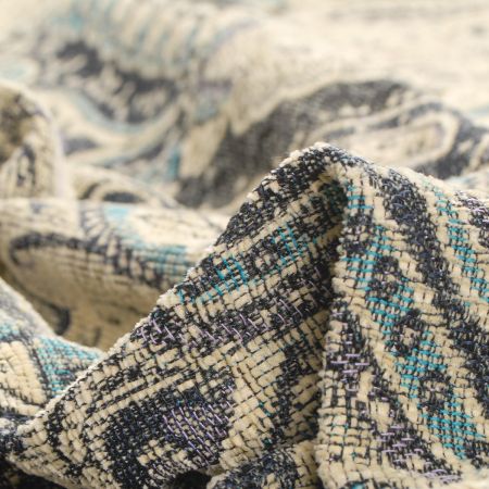 Žakár Art Fabrics Paisley orient tyrkys/modrá