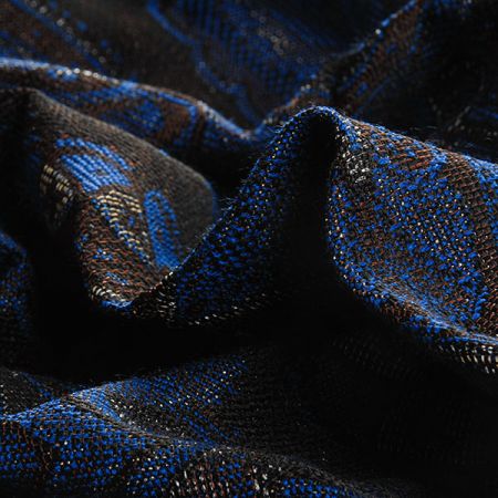 Žakár Art Fabrics Paisley orient len modročerný