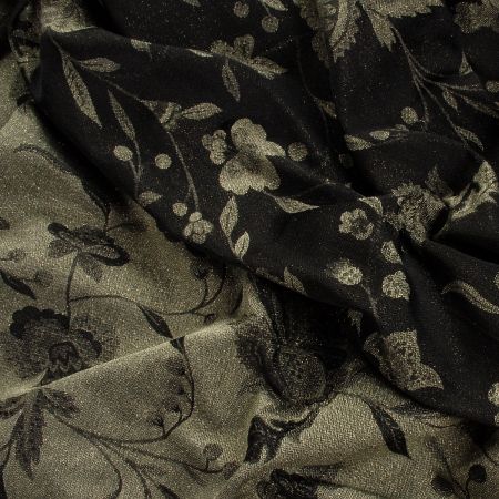 Žakárová tkanina Art Fabrics Primavera olivová/černá