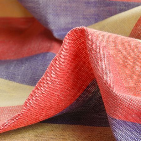 Len Art Fabrics širší pruhy žlutá,červená