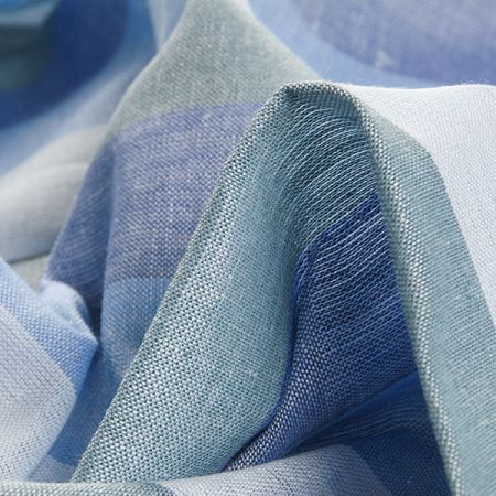 Len Art Fabrics širší pruhy šedé, modré 