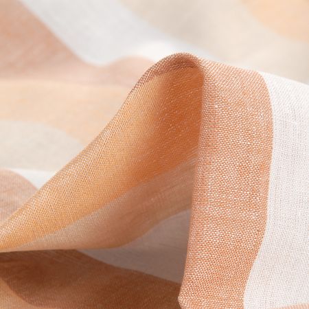 Len Art Fabrics širší pruhy hnědé barvy