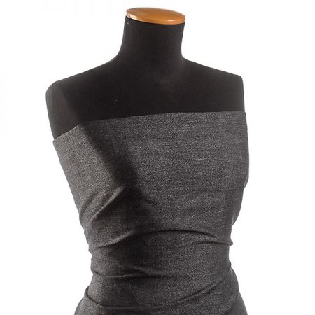 Lněná obleková látka Art Fabrics rybí kost pepř a sůl