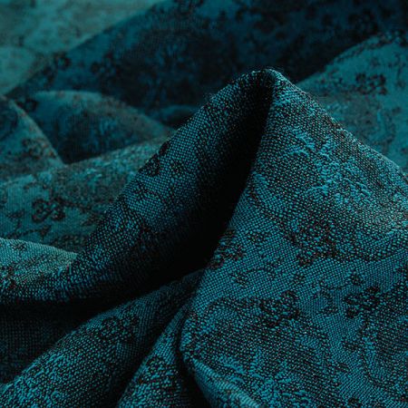 Žakárová tkanina Art Fabrics Medailon tyrkysová/zlatá