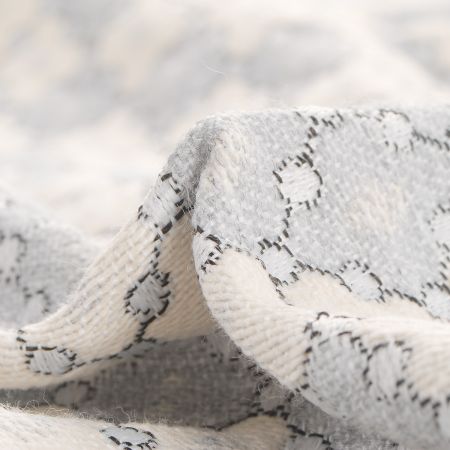 Žakárová látka Art Fabrics Brusel režná/modrošedá