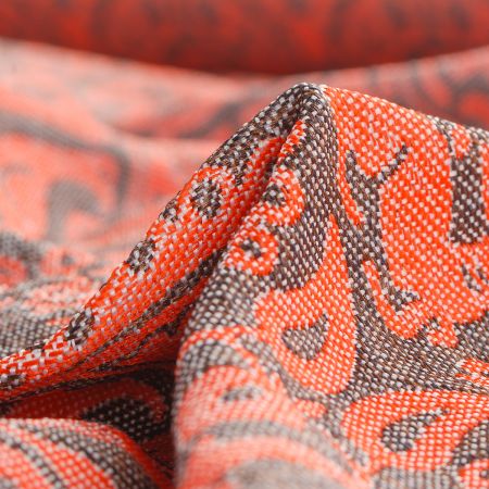 Žakárová látka Art Fabrics Gotik červený/hnědý