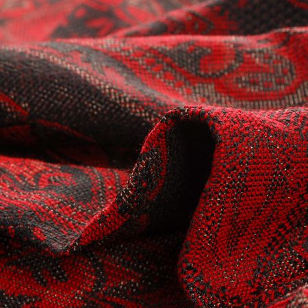 Žakár Art Fabrics Paisley orient  zlatá/červená