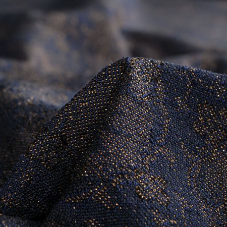 Žakárová tkanina Art Fabrics Medailon modrozlatý
