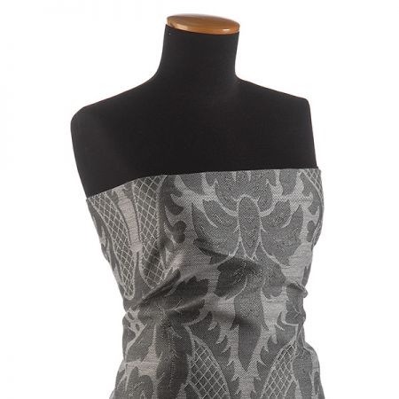 Replika historické tkaniny Rokoko šedá/bílá