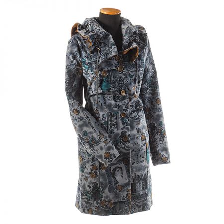 Manšestrový kabátek tisk modrý