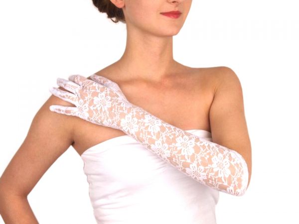 Rukavice společenské 43 cm, krajkové