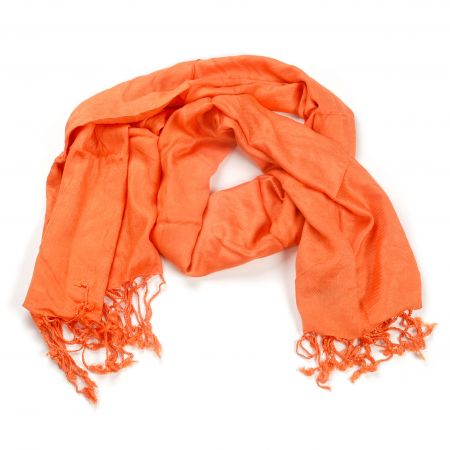 Šála kašmír/hedvábí jemný hladký povrch oranžová