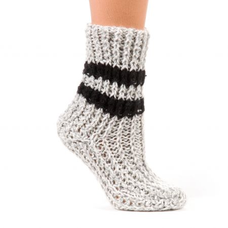 Ručně pletené ponožky MarLen šedobílý melír