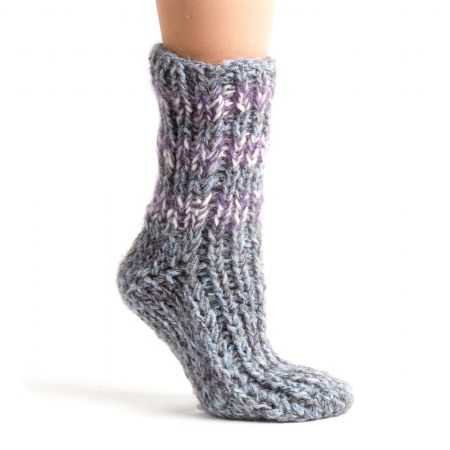 Ručně pletené ponožky MarLen modrofialové