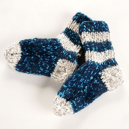 Ponožky ručně pletené MarLen modrobéžové 