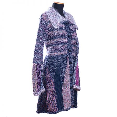 Pletený kabát fialovomodrý