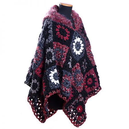 Originální háčkované pončo fialový melír