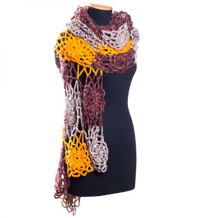 Háčkovaný pléd/šál motiv květů na síti