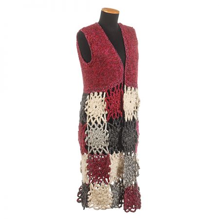 Pletená/háčkovaná vesta růžovosmetanová