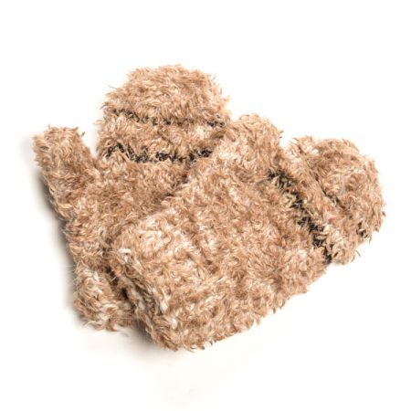 Pletené rukavice MarLen hnědé, chlupaté