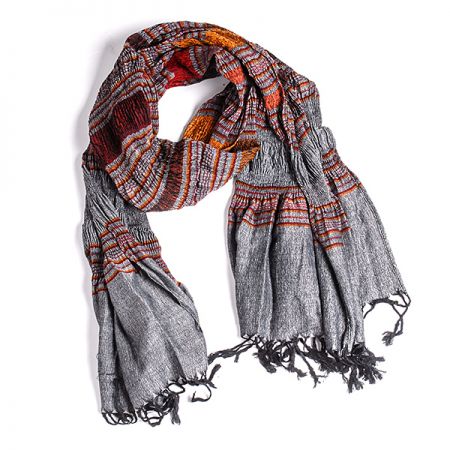 Šála plise teplejší viskoza směs šedá rezavá