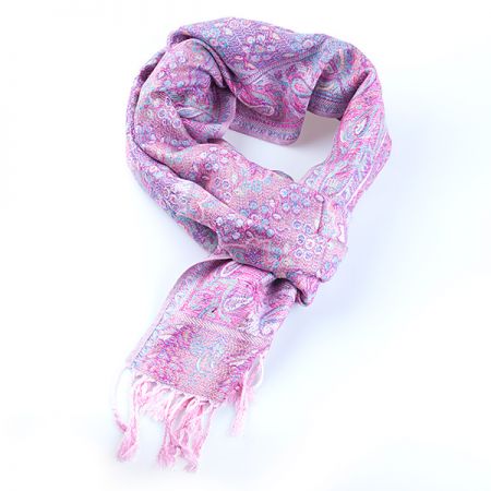 Šála směs kašmír/hedvábí vzor pastel růžová
