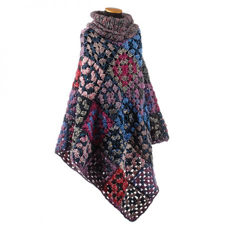 Originální pončo výstřih V + rolák fialovomodré