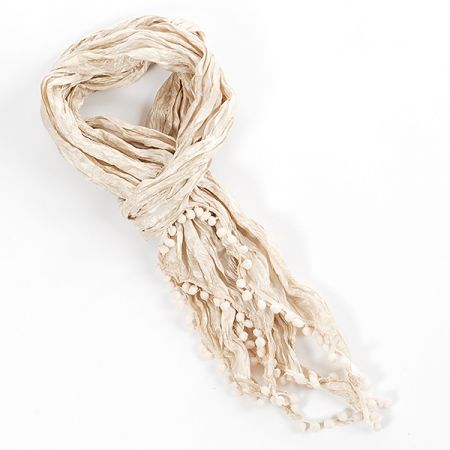 Jemná šála s bambulkami slonová kost