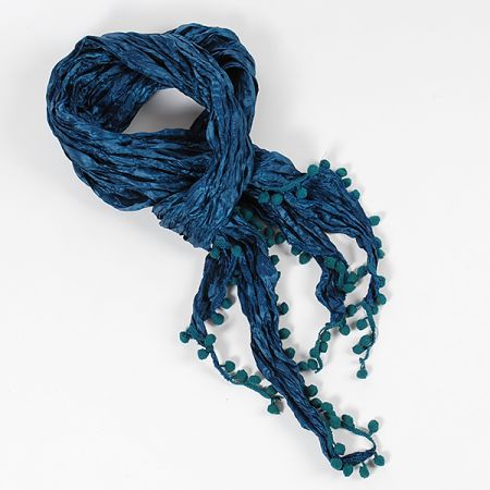 Jemná šála kreš s babmbulkami tm.tyrkys