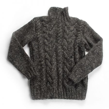 Svetr s copánky ručně pletené zelenočerný