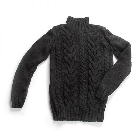 Svetr s copánkovým vzorem ručně pletený černý