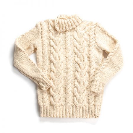 Svetr a čepice s copánky ručně pletené smetanový