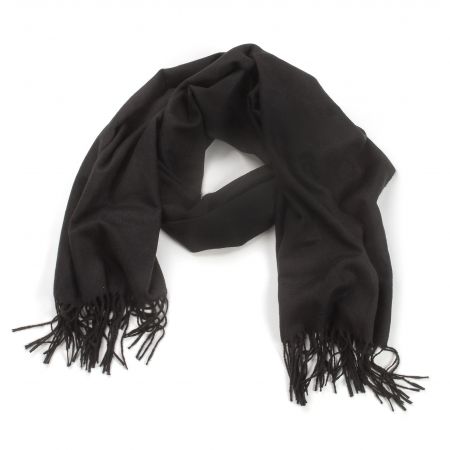 Šála směs viskoza/bavlna/vlna třásně černá