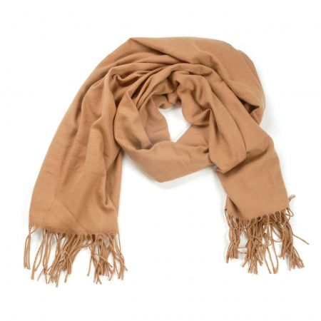 Šála směs viskoza/bavlna/vlna třásně camel hnědá