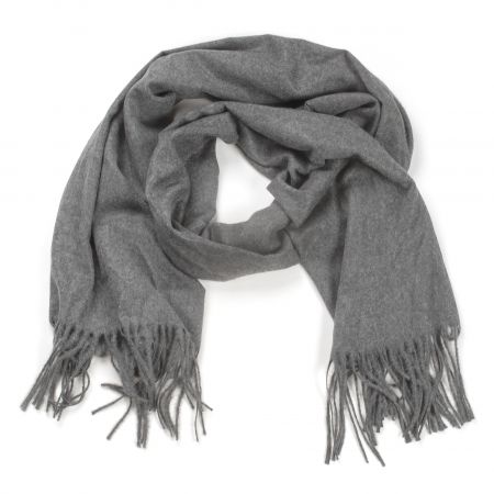 Šála směs viskoza/bavlna/vlna třásně tmavě šedá
