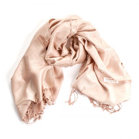 Šála směs kašmír/hedvábí žakár béžovohnědá