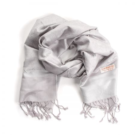 Šála směs kašmír/hedvábí žakár světle šedá