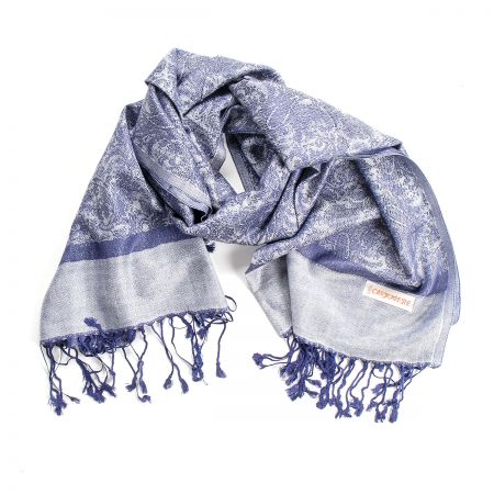 Šála směs kašmír/hedvábí žakár modrá