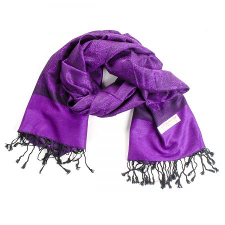 Šála směs kašmír/hedvábí žakár fialovočerná