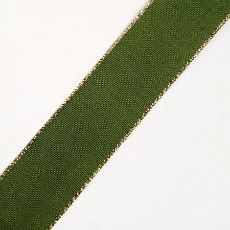 Stuha taftová lurex šíře 25mm tm.zelená