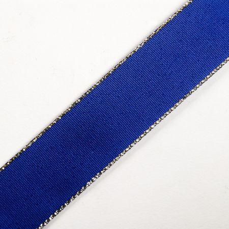 Stuha taftová lurex šíře 25mm tm.modrá