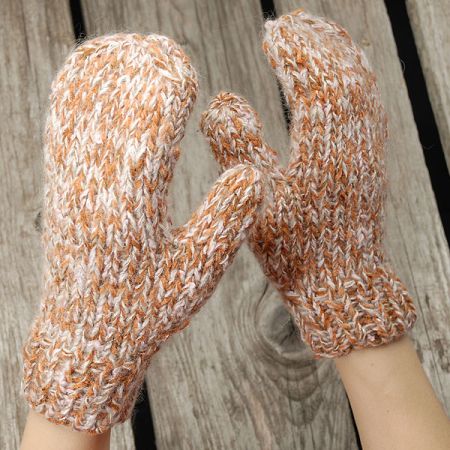 Pletené rukavice Marlen hnědo-bílé