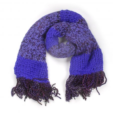 Šála MarLen ručně pletená pruhy modročerná